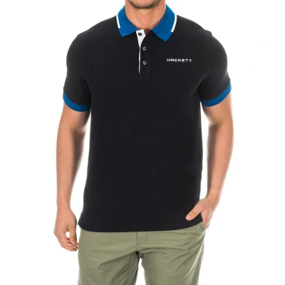 Image of Hackett London Mens short sleeved polo shirt with contrast lapel collar HMX1005D Multicolour Cotton Size Small