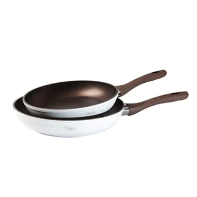 Image of CLOEN 1002010214 Alex Frying Pan Set with Non Stick Coating Measures 24 28 cm, Forged Aluminum, White