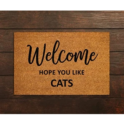 Image of Ensound Welcome Hope You Like Cats Doormat,Welcome Door Mat,Hope Doormats,Welcome Funny Mats 36x24 Inch