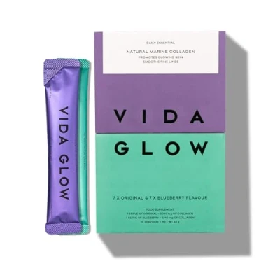 Image of Vida Glow Natural Hydrolysed Marine Collagen Sachets Promotes Glowing Skin + Smooths Fine Lines (Mixed, 14 Sachets)