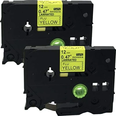 Image of NEOUZA 2PK Compatible for Brother P Touch Laminated TZe TZ Label Tape Cartridge 12mm x 8m (TZe C31 Black on Yellow Fluorescent)