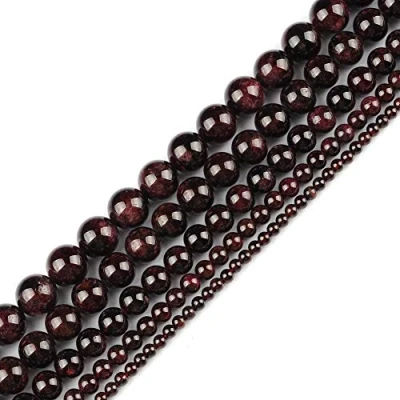 Image of Genuine Natural Real Smooth Round Garnet Gemstone Beads Loose for Jewelry Making Approxi 15.5&quot; (Garnet, 4MM)