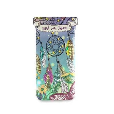 Image of linomo Boho Dreamcatchers Sunglasses Bag Microfiber Leather Pouch, Storage for Glasses and Cell Phones