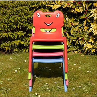 Image of Comfort Time Indoor Outdoor Plastic Kids Chairs Garden Stackable Toddler Children Chair New (Red)