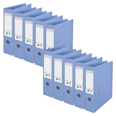 Image of Esselte, Solea, A4 Lever Arch File, 75 mm Spine, 500 sheets Capacity, PP, Plastic Cover, Files &amp; Folders, 628533, Pack 10, Solea Blue