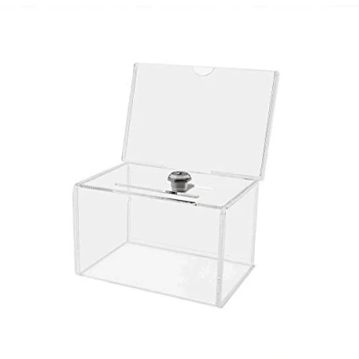 Image of Deflecto Classicimage Suggestion Box Ideal for Business Cards, Raffle, Tips &amp; Charity Donations Collection Lockable with Stackable Sign Holder