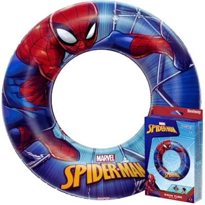 Image of 22&quot; Rubber Ring kids Pool Toys Spiderman Swim use as Float Inflatable Bestway for 3 6 years (kids inflatables)