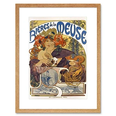 Image of Wee Blue Coo Beer Of The Meuse Paris France Vintage Artwork Framed Wall Art Print 12X16 Inch
