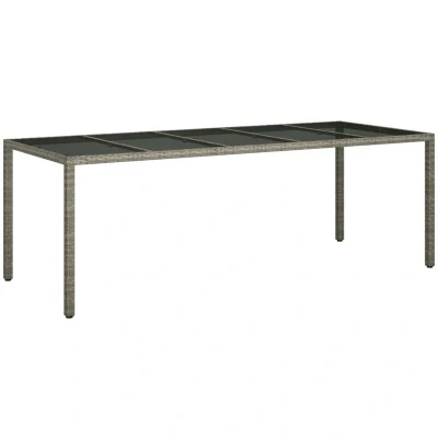 Image of vidaXL Garden Table 250x100x75 cm Tempered Glass and Poly Rattan Grey