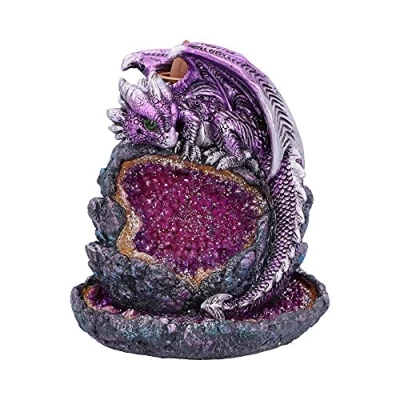 Image of Nemesis Now Crystalline Protector Purple Dragon Geode Backflow Incense Burner,14.2cm