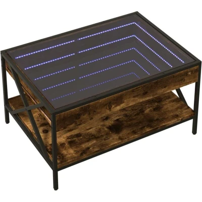 Image of vidaXL Coffee Table with Infinity LED Smoked Oak 70x50x38 cm