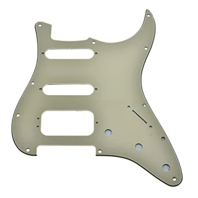 Image of KAISH 11 Hole American Modern Strat Style HSS Pickguard 3 Screw Round Corner Humbucking Pickup Mounting for Stratocaster/Strat Cream Ply