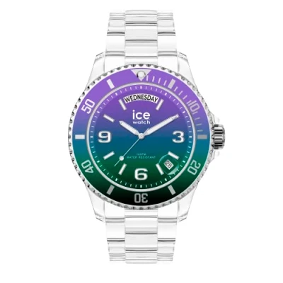 Image of ICE WATCH clear sunset Purple green Women&#039;s wristwatch with plastic strap 021433 (Medium)