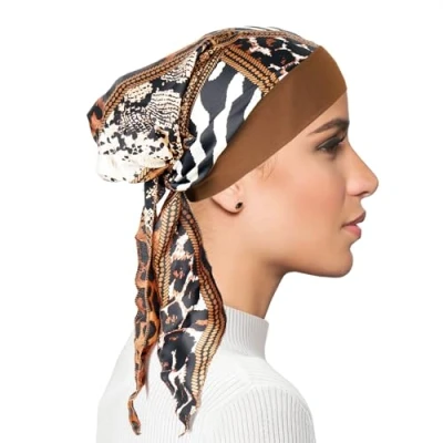 Image of FADACHY Chemo Headwear For Women Head Scarfs Turbans UK Cancer Scarves Bandanas Turban Headwrap Cap Silky Muslim