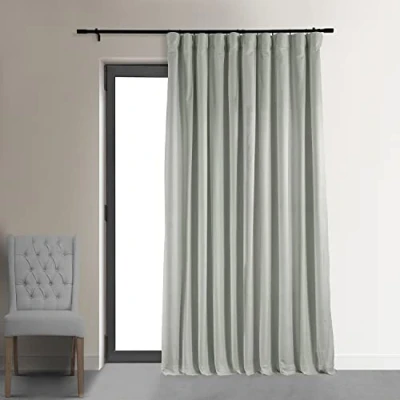 Image of HPD Half Price Drapes Blackout Curtain Signature Velvet Extra Wide VPCH VET160401 84 (1 Panel), 100 X 84, Reflection Grey