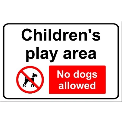 Image of Childrens Play Area No Dogs Allowed Sign 1.2mm Rigid Plastic 300mm x 200mm