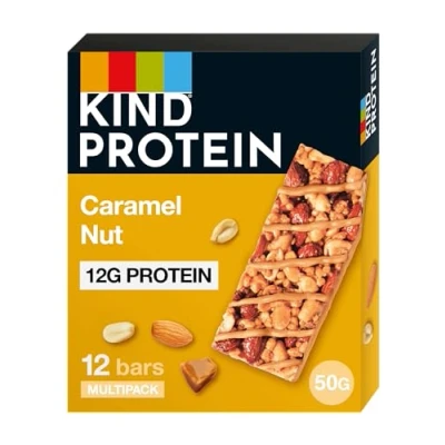 Image of KIND Protein Bars, Gluten Free Snack Caramel Nut, High Fibre, Healthy Snack, Source of Protein, No Artificial Colours, Flavours or Preservatives, Multipack 12 x 50g