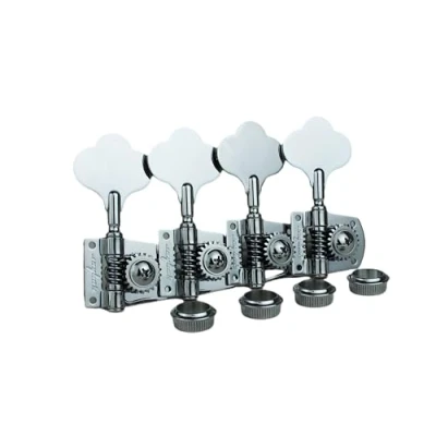 Image of Guyker Bass Machine Head (4 for Right) 1:21 Ratio Gear Open Frame Tuners Tuning Key Pegs Replacement Electric Jazz Guitar or Precision Instruments, Chrome