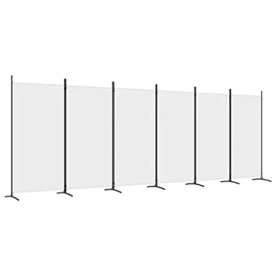 Image of 6 Panel Room Divider White 520x180 cm Fabric Privacy Screen Paravent vidaXL