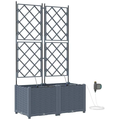 Image of vidaXL Garden Planters with Water Irrigation System 2 pcs Light Grey