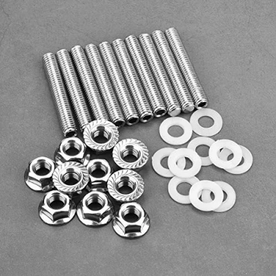 Image of 10 Pcs Studs &amp; Nuts Kit, Stainless Steel Header Black Exhaust manifold bolts Kit for Hon_da Ac_ura B/C/D/F/H Series Engines