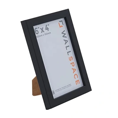 Image of Wall Space Thin 6x4 Black Frame Picture 6 x 4 inch 4x6 Frames made from SOLID WOOD with REAL GLASS Photo 15 10 cm