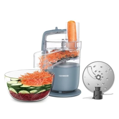 Image of Kenwood, MultiPro Go FDP22.​130GY, Food Processor, for Chopping, Slicing, Grating, Pureeing and Kneading Dough, with Express Serve, 1.3L Bowl, Knife blade, 4mm Slicing/Grating Disk, 650 Watts, Grey