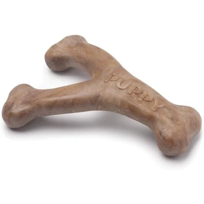 Image of Benebone Puppy Indestructible Wishbone Dog Chew Toy For Aggressive Chewers, Long Lasting Tough Teething Boredom Breaker Puppies, Real Bacon Flavour, Small Dogs, Made in the USA