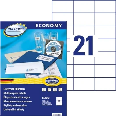 Image of Avery Zweckform ELA013 3100 Labels 70 x 42.3 mm 100 Sheets Laser Copy Inkjet
