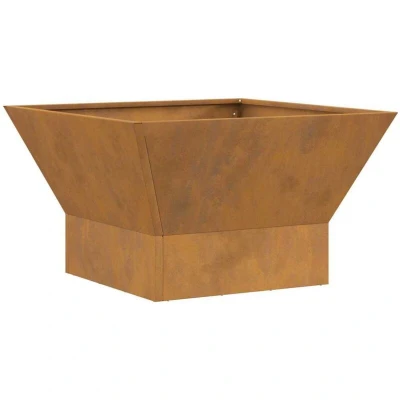 Image of vidaXL Fire Pit Square Black 60x60x35 cm Weathering Steel