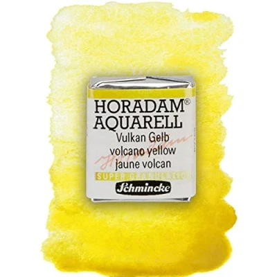 Image of Schmincke HORADAM® AQUARELL, super Granulation, 14 911 044 Volcano Yellow, 1/2 pans, very strong granulating colors, finest watercolors