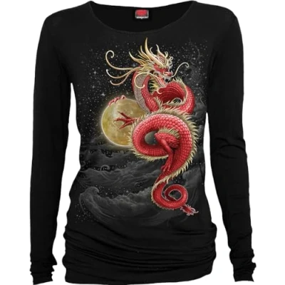 Image of Spiral Shenlong Baggy Top Black M
