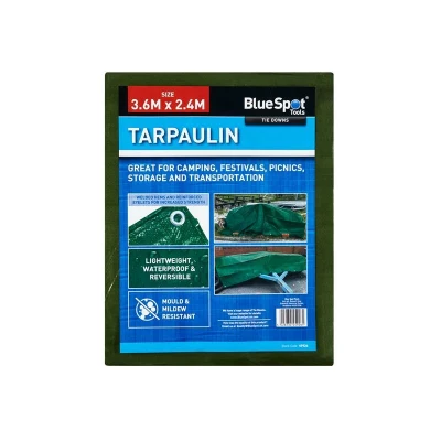 Image of Blue Spot Tools Green Tarpaulin 3.6 X 2.4m