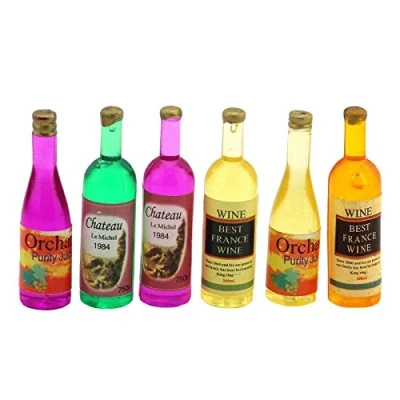 Image of MyTinyWorld Dolls House Miniature 6 Resin Cast Mixed Style Wine/Liquer/Spirit Bottles