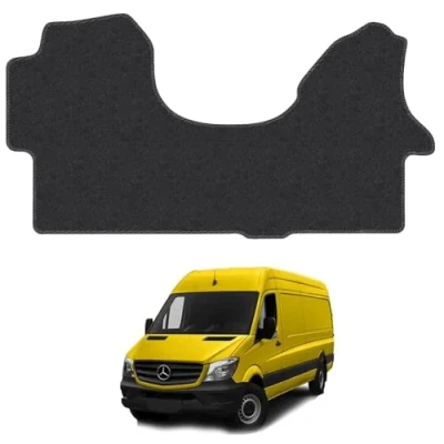 Image of Carpet Floor Mats for the Mercedes Sprinter (2006 2018) Custom Van Accessory Tailored fit, Granulated Anti Slip Layer &amp; Black Binding