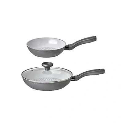 Image of Prestige Earth Pan Ceramic Frying Set Non Stick 28cm with Lid &amp; 20cm Pan, Toxic Cookware, Induction Ready, Dishwasher Safe, Made in Italy