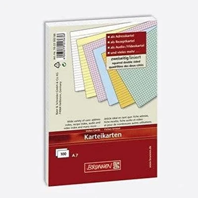 Image of Brunnen Index Cards Ruled Card, 180 g/m², A7 Landscape Assorted Colours
