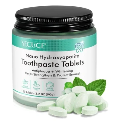 Image of 150 Toothpaste Tablets, Nano Hydroxyapatite Toothpaste, Chewable Tablet, Peppermint Flavored Strengthen Teeth, Clean Effectively, Protect Gums