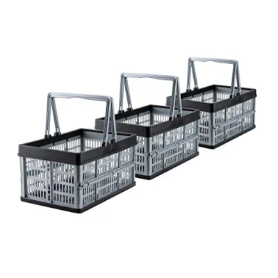 Image of Grizzly 3 x Collapsible Crates with handles 16 L Foldable storage boxes Stackable Blue