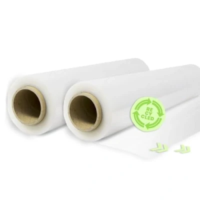 Image of Roller Blind Film Elástico de Plástico Estirable Transparent 70% Reciclado 50 cm Extensible Hasta 300 Metros Largo Protector Embalaje Industrial Resistant para Embalar y Paletizar (2