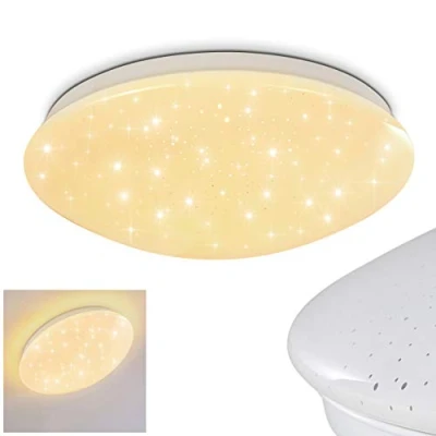 Image of LED Ceiling Light Norton Star, Glitter Effect Made of Metal in White, 12 Watt, 900 Lumen 3000K,Starry Sky Optic, IP44