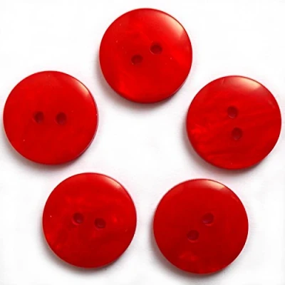 Image of Mother of Pearl Effect Colour Buttons Round 2 Hole Pack 5 (Red, 13mm)