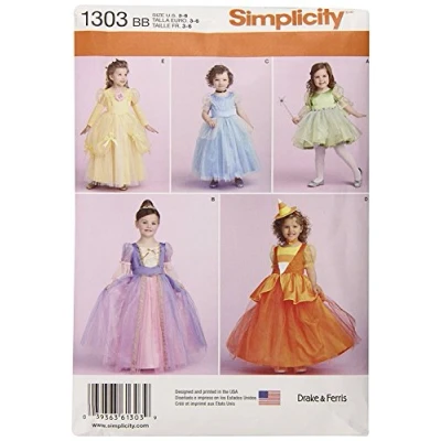 Image of Simplicity Sewing Pattern 1303: oddlers&#039; and Child&#039;s Costumes, Size, Paper, White, BB (3 4 5 6)