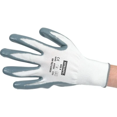 Image of Sitesafe Flat Palm side Coated Grey/White Gloves Size 8