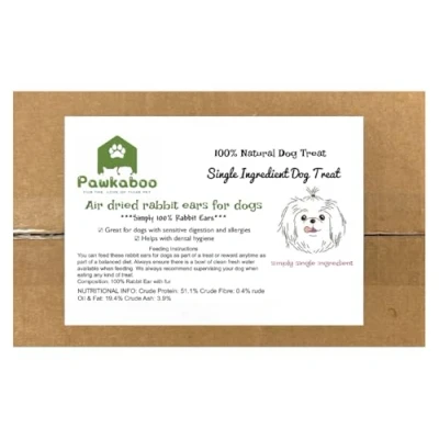 Image of Pawkaboo® Natural Dog Chews Wormer Hairy Rabbit Ears for dogs with fur Hypoallergenic Treat Chew (1kg Pack about 60 ears)
