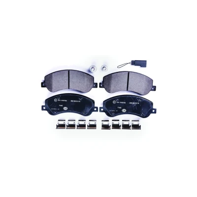 Image of S6DM3501110 brake pad set HELLA 8DB 355 012 761 incl. wear warning contact with caliper screws accessories FORD: Transit Mk6 Van