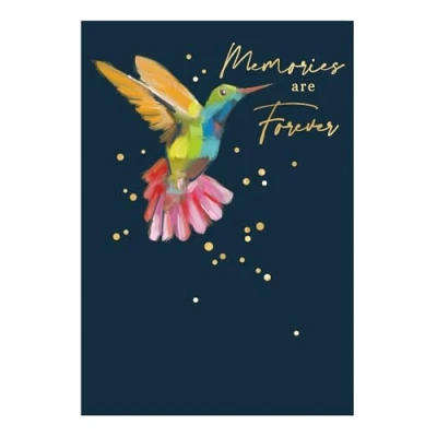 Image of Memories Are Forever Hummingbird Sympathy Card Foiled Portobello Greeting Cards PTB043