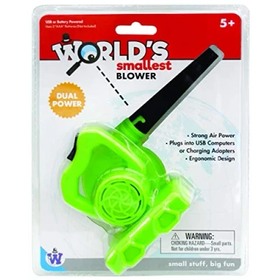 Image of Westminster, Inc. World&#039;s Smallest Blower Real, Working, Tiny, Dual Powered Leaf Blower, Orange, 6 in.