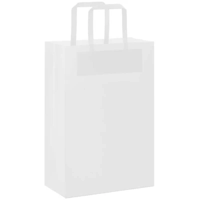 Image of vidaXL Paper Bags 50 pcs with Handles White 21x11x31 cm