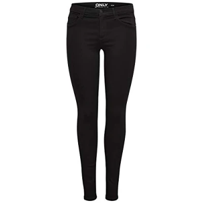 Image of ONLY Onlrain Button PUSH UP Jeans Skinny Fit, Women&#039;s, Size: Mx34, Black